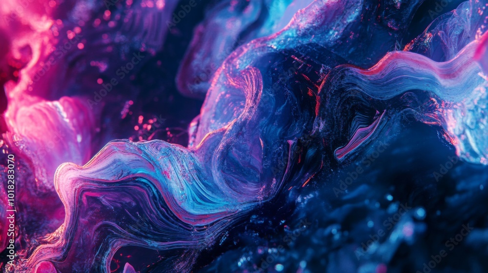 Obraz premium Abstract Swirling Neon Paint with Faded Glitter