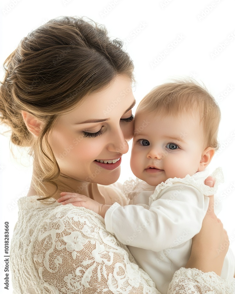 mother's day concept mother with baby isolated on white background mother's day concept mother with baby isolated on white background