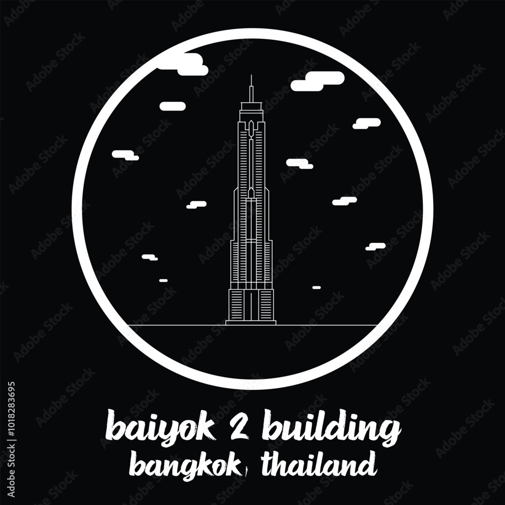 Circle Icon BaiYok 2 Building. Vector Illustration Circle Icon BaiYok 2 Building. Vector Illustration
