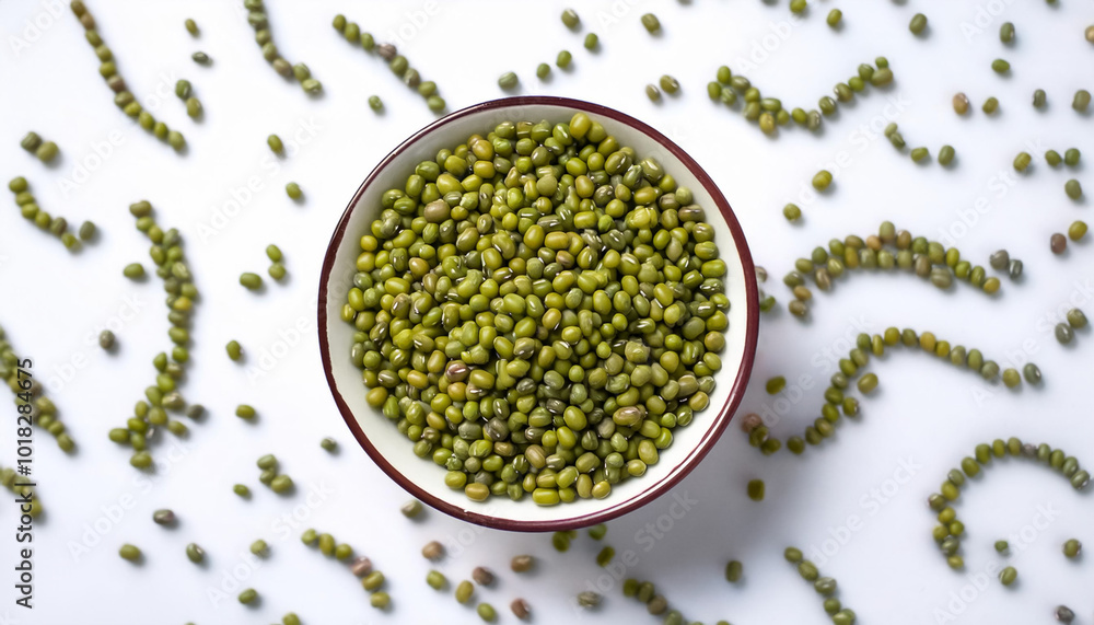 mung beans, isolated on a clean, smooth white background mung beans, isolated on a clean, smooth white background