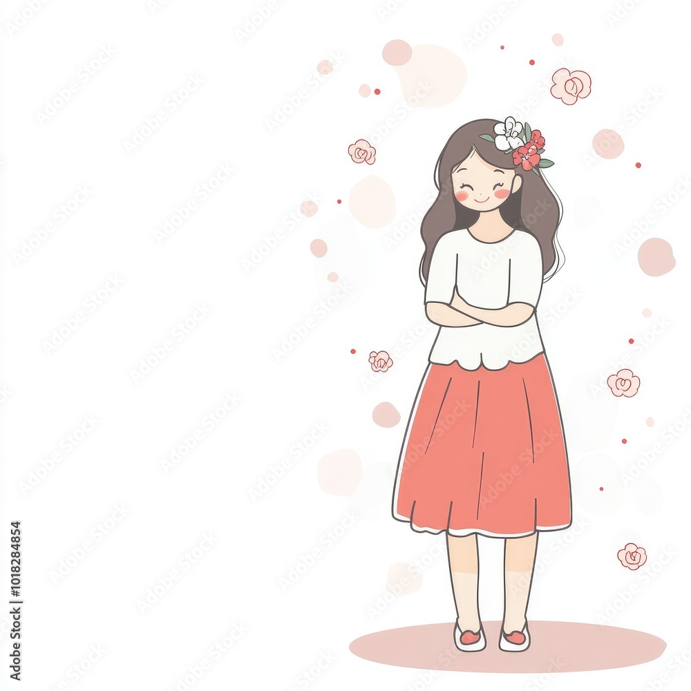Mother's Day Festival, full body, a hand-drawn kawaii style, white background Mother's Day Festival, full body, a hand-drawn kawaii style, white background