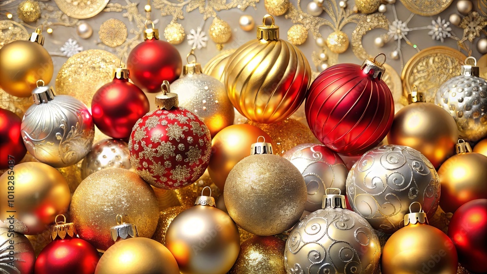 A Festive Gathering of Ornamented Spheres, Each Reflecting the Joy and Sparkle of the Holiday Season A Festive Gathering of Ornamented Spheres, Each Reflecting the Joy and Sparkle of the Holiday Season
