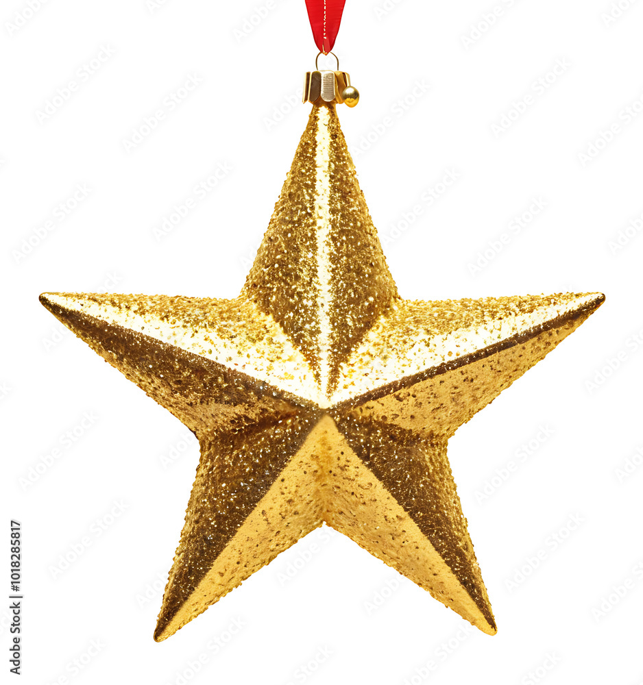 This classic Christmas ornament features a sparkling gold star with a festive red ribbon, perfect for adding a touch of holiday cheer to any design. This classic Christmas ornament features a sparkling gold star with a festive red ribbon, perfect for adding a touch of holiday cheer to any design.