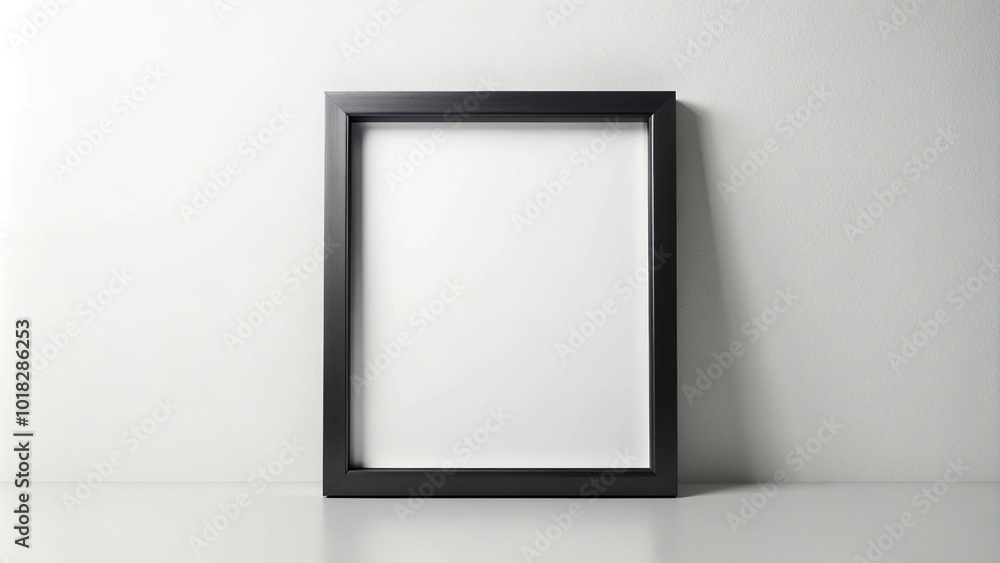 Modern minimalist frame with copy space on white background reflected in water Modern minimalist frame with copy space on white background reflected in water