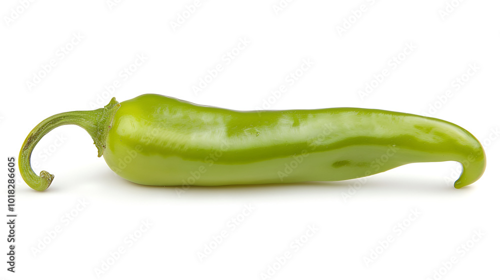 1 fresh green chilli pepper. Isolated on white background ,A single green cubanelle chili pepper on a white background 1 fresh green chilli pepper. Isolated on white background ,A single green cubanelle chili pepper on a white background
