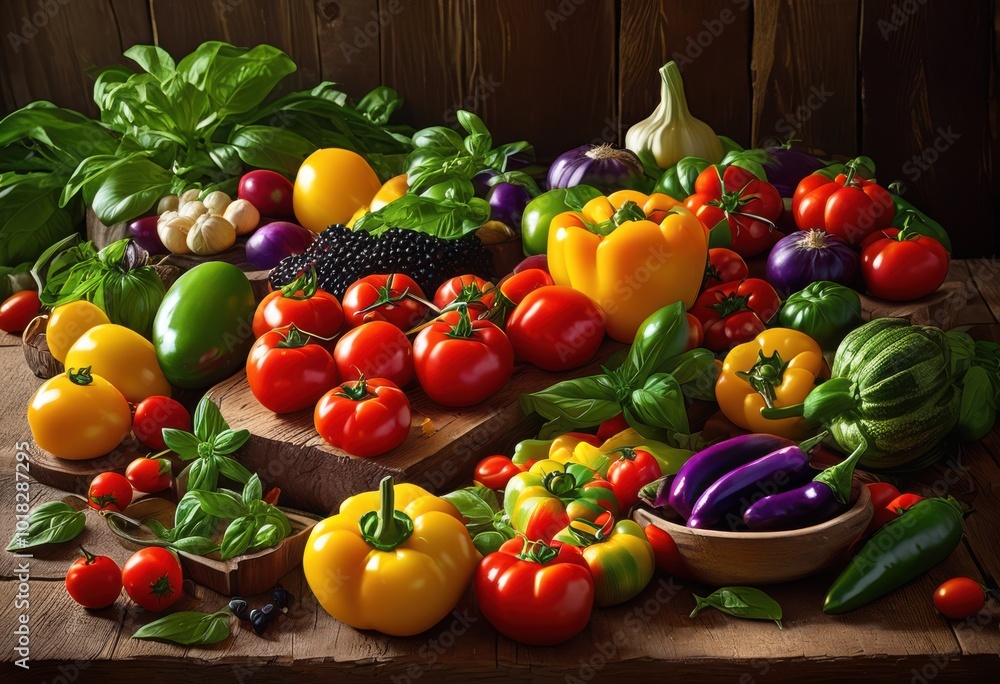 vibrant ingredients spread showcasing bright colors textures dynamic culinary presentation, dish, food, variety, plate, garnish, herb, sauce, spice vibrant ingredients spread showcasing bright colors textures dynamic culinary presentation, dish, food, variety, plate, garnish, herb, sauce, spice
