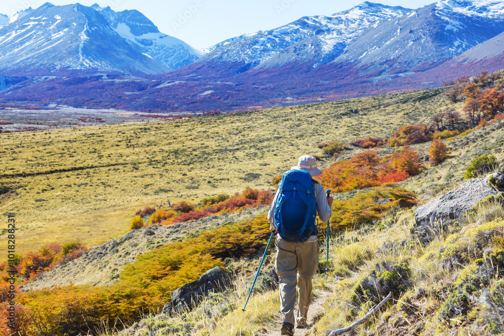 Naklejka premium Hike in autumn season