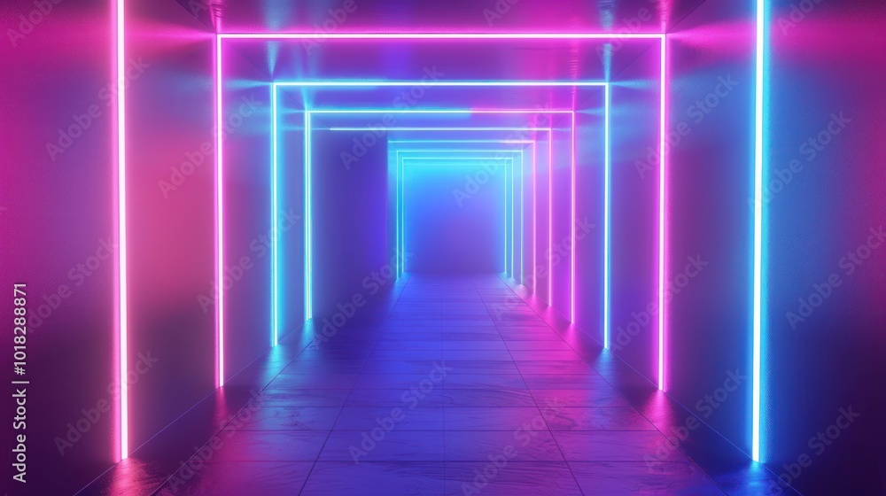 Neon Lights in a Futuristic Corridor Neon Lights in a Futuristic Corridor