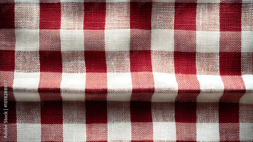 Red and white checkered napkin folded into a triangle. The napkin is neatly placed on a wooden table, with its vibrant pattern adding a lively and classic touch to the setting. The triangular fold cre Red and white checkered napkin folded into a triangle. The napkin is neatly placed on a wooden table, with its vibrant pattern adding a lively and classic touch to the setting. The triangular fold cre