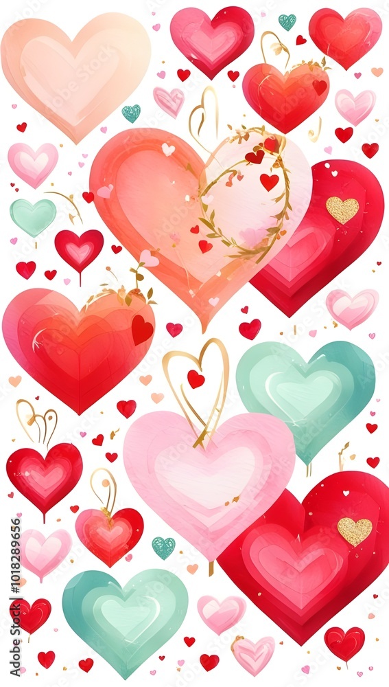 Illustrated Love Heart Pattern Illustrated Love Heart Pattern
