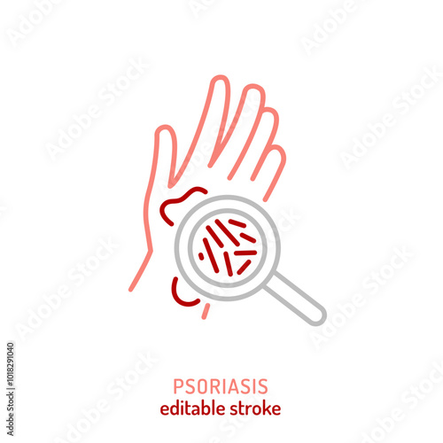 Psoriasis linear icon. Medical dermatitis pictogram. Erythematous plaques symbol.