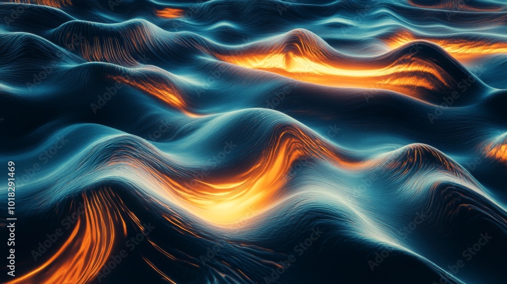 Obraz premium Abstract Blue and Orange Wavy Pattern