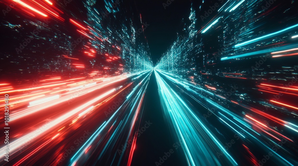 Abstract Cityscape with Red and Blue Streaks of Light Abstract Cityscape with Red and Blue Streaks of Light