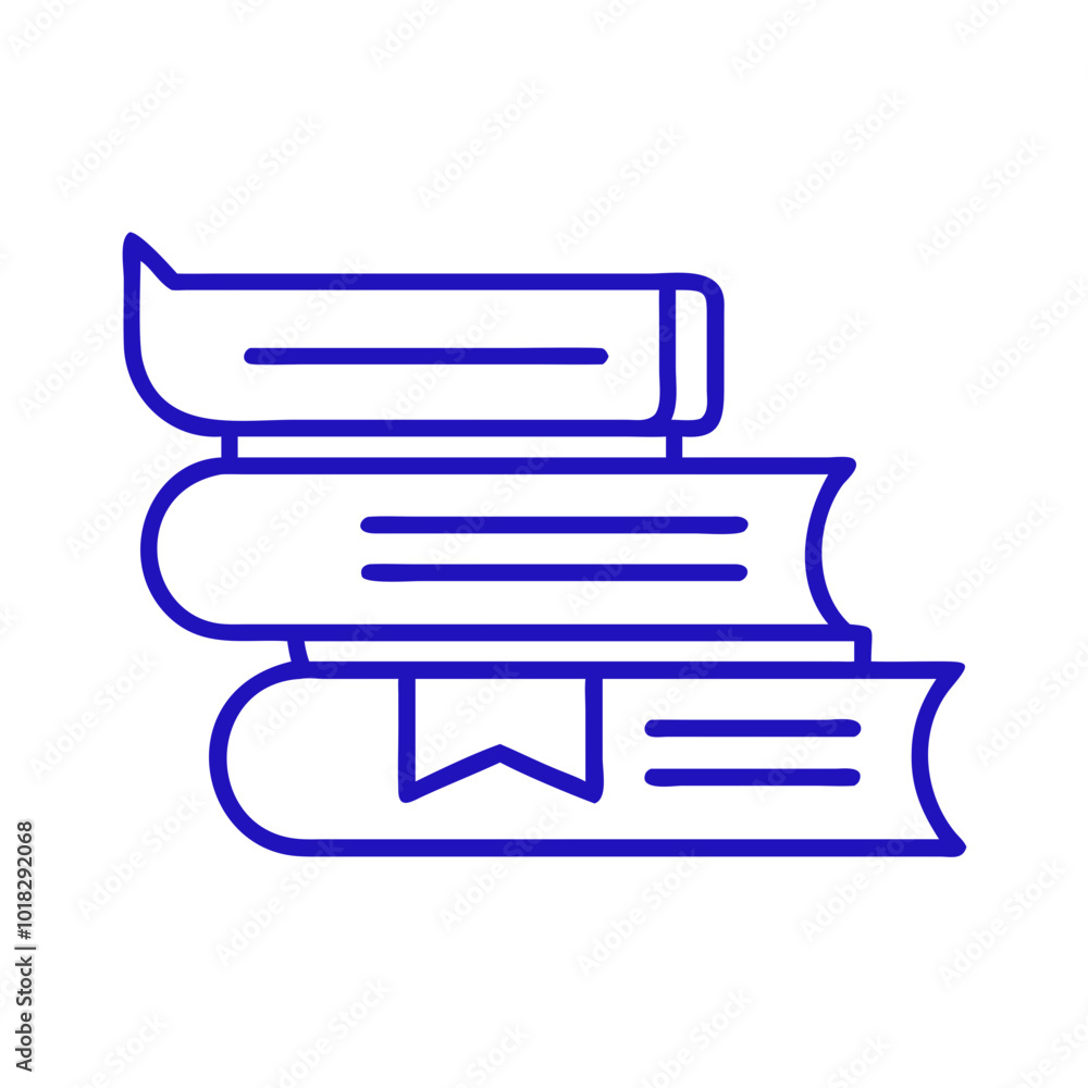 Books icon in modern style, blue outline design, education concept Books icon in modern style, blue outline design, education concept