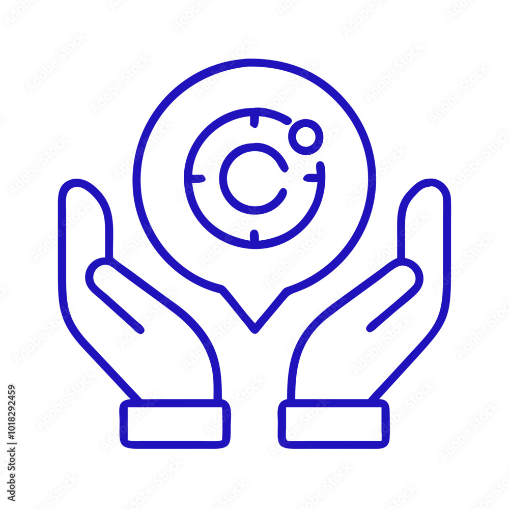 Copyright protection icon in modern style, blue outline design, intellectual property concept Copyright protection icon in modern style, blue outline design, intellectual property concept
