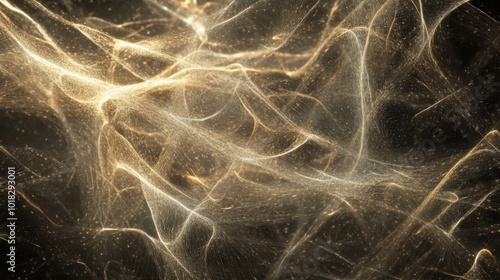 Abstract Golden Dust and Light Streaks on a Black Background photo