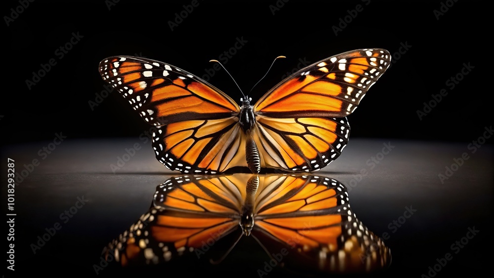 Fototapeta premium Monarch butterfly on black background