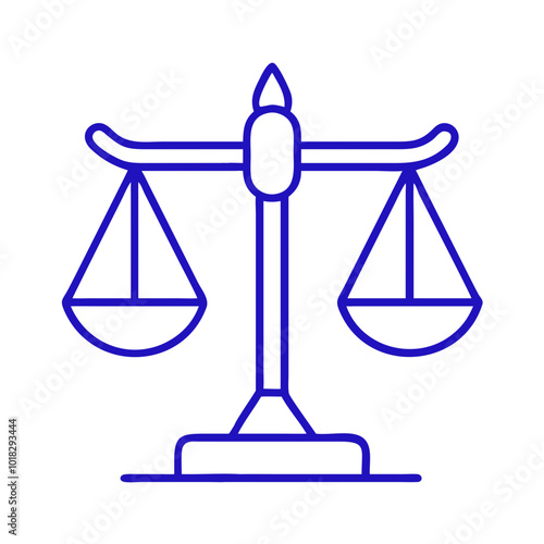 Scales of justice icon in modern style, blue outline design, legal concept