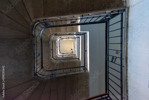 Staircase in a building liminal space in old building.
