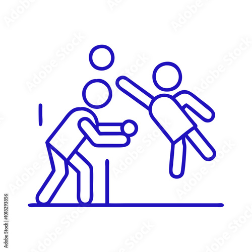 Working on ping pong icon in modern style, blue outline design, sports concept