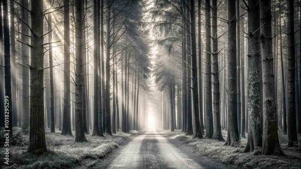 Fototapeta premium monochrome forest path with tilted angle