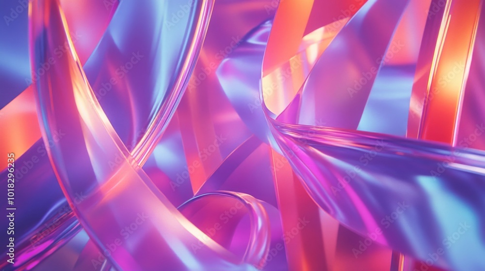 Abstract iridescent ribbons with gradient glow effect Abstract iridescent ribbons with gradient glow effect