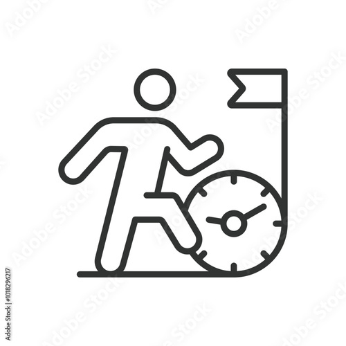 Deadline, in line design. Deadline, time limit, countdown, clock, urgency, schedule, due date on white background vector. Deadline editable stroke icon