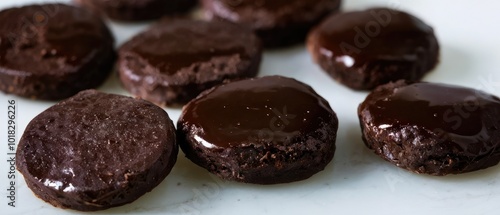 Close-up of Chocolate Cookies on a White Surface