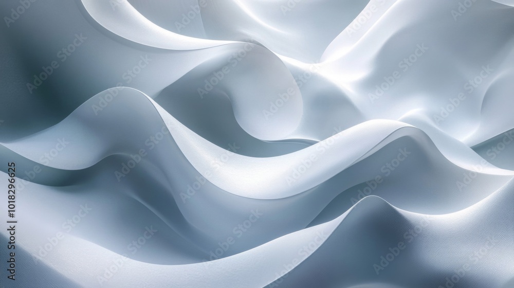Abstract White Fabric Draped in Gentle Curves Abstract White Fabric Draped in Gentle Curves