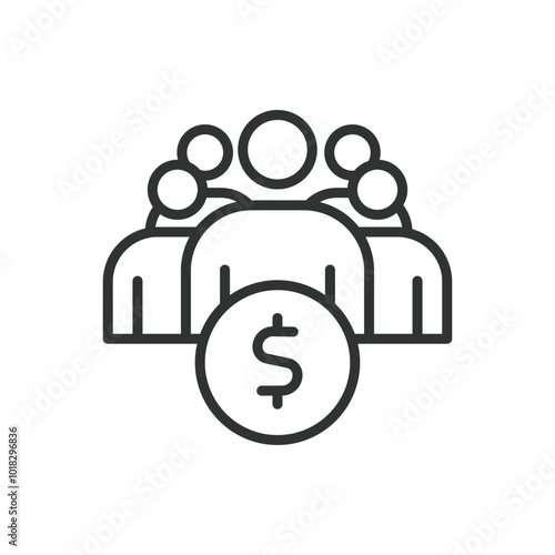 Crowdfunding, in line design. Crowdfunding, fundraising, investment, online funding, financial support, startup, community on white background vector. Crowdfunding, in line design editable stroke icon