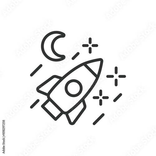 Explore, in line design. Explore, discovery, adventure, journey, search, exploration, navigation on white background vector. Explore, in line design editable stroke icon