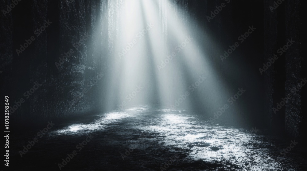 Light Beams Illuminating a Dark Cave Floor Light Beams Illuminating a Dark Cave Floor
