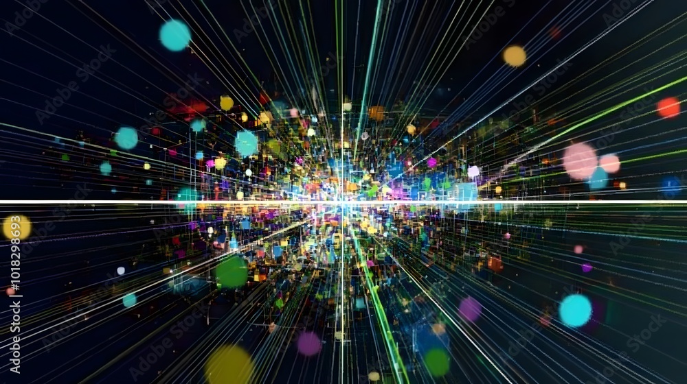 Obraz premium Abstract Colorful Lines and Bokeh Lights Background