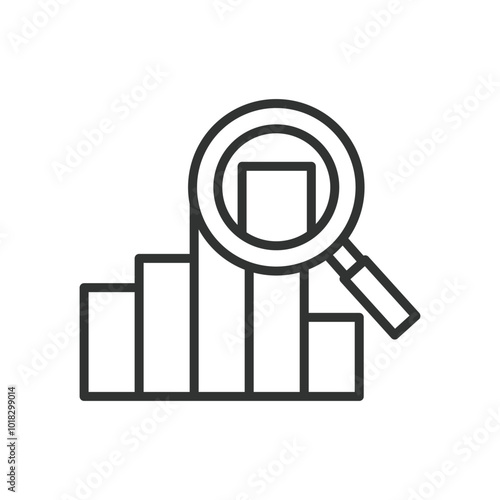 Analysis, in line design. Analysis, data, research, evaluation, assessment, insights, interpretation on white background vector. Analysis, in line design editable stroke icon