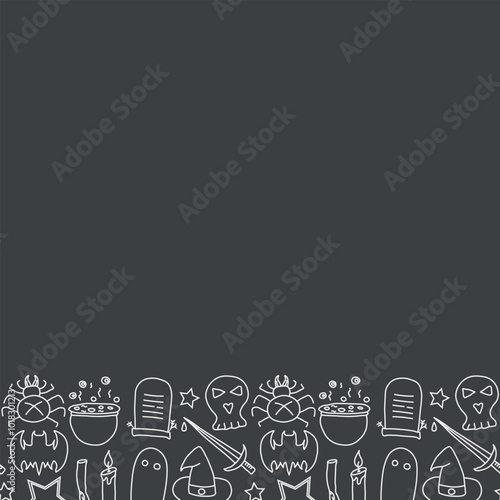 Halloween background with place for text. Cartoon Halloween frame