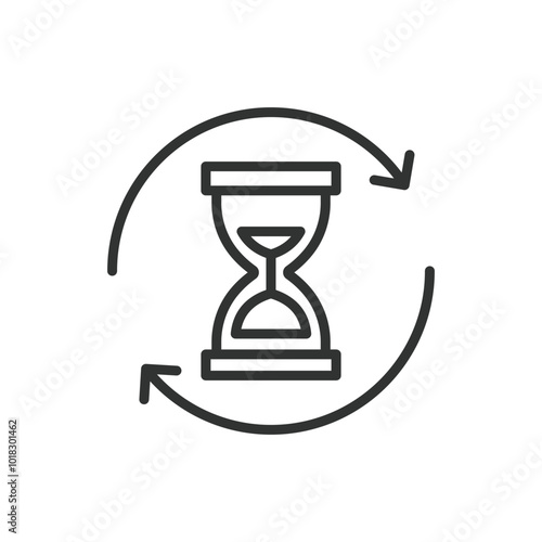 Time management, in line design. Time management, efficiency, planning, schedule, organization, deadlines on white background vector. Time management, in line design editable stroke icon