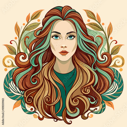 Elegant Woman Portrait Featuring Long, Flowing Locks

