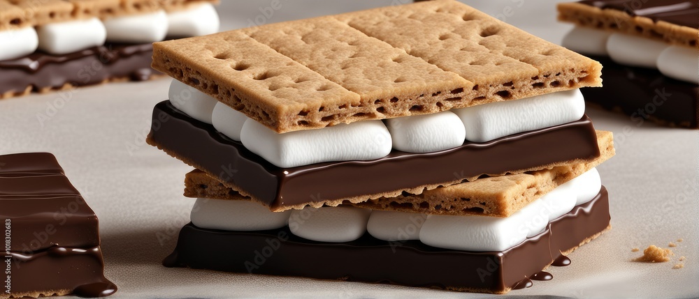 Stacked S'mores with Melted Chocolate Stacked S'mores with Melted Chocolate