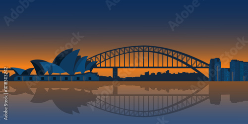 Bandung, Indonesia, October 08, 2024: Sydney Architecture. Tourism Australia. Opera House. Sydney Buildings. Welcome to Sydney. Vector illustration