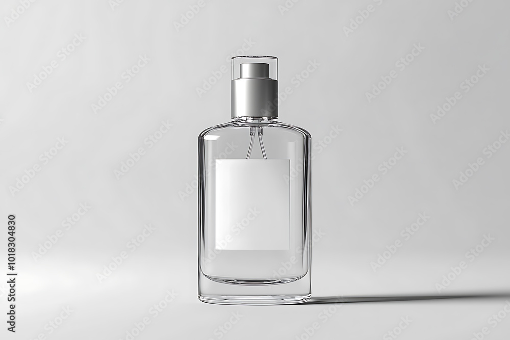 A sleek mockup of an empty perfume bottle with a minimalist and modern design A sleek mockup of an empty perfume bottle with a minimalist and modern design