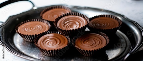 Chocolate Cups on a Silver Tray