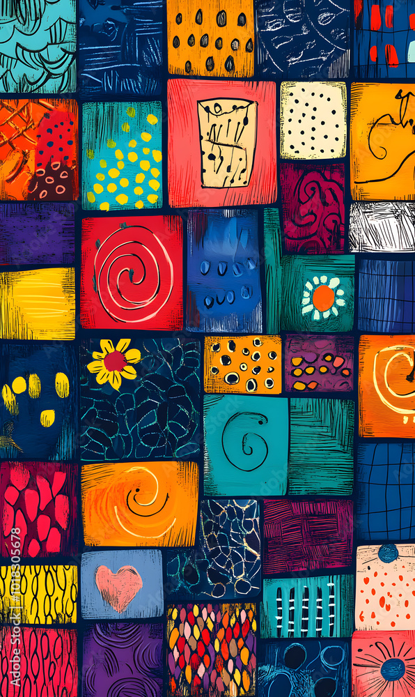 Hand-drawn 2D Doodle Tile and Carpet Patterns with White Borders – Geometric, Floral, and Abstract Designs Hand-drawn 2D Doodle Tile and Carpet Patterns with White Borders – Geometric, Floral, and Abstract Designs