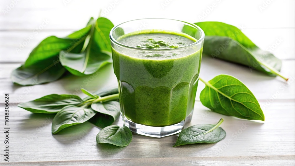 Fresh spinach smoothie with green juice Fresh spinach smoothie with green juice