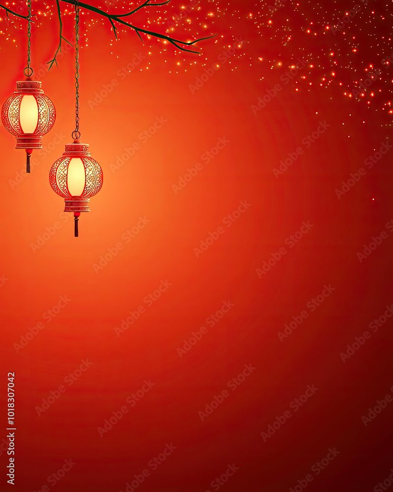 Red lanterns hang against a vibrant backdrop, creating a festive ambiance. Red lanterns hang against a vibrant backdrop, creating a festive ambiance.