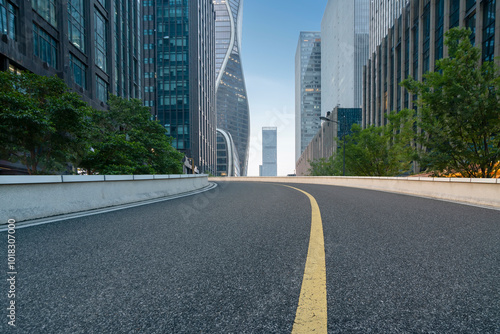 highways and the skyline of Hangzhou, China