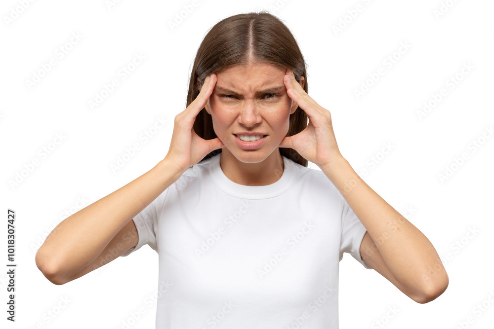 Young woman suffering from headache or migraine Young woman suffering from headache or migraine