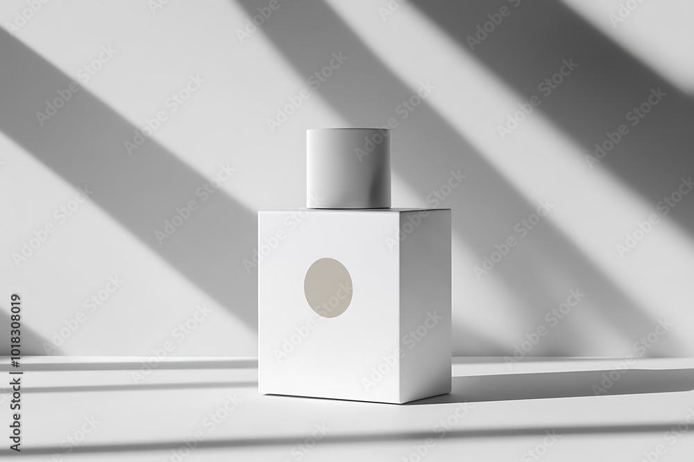 A sleek mockup of an empty perfume bottle with a minimalist and modern design A sleek mockup of an empty perfume bottle with a minimalist and modern design