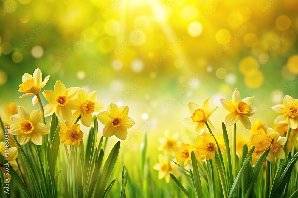 Fototapeta premium Fresh spring season background with yellow flowers