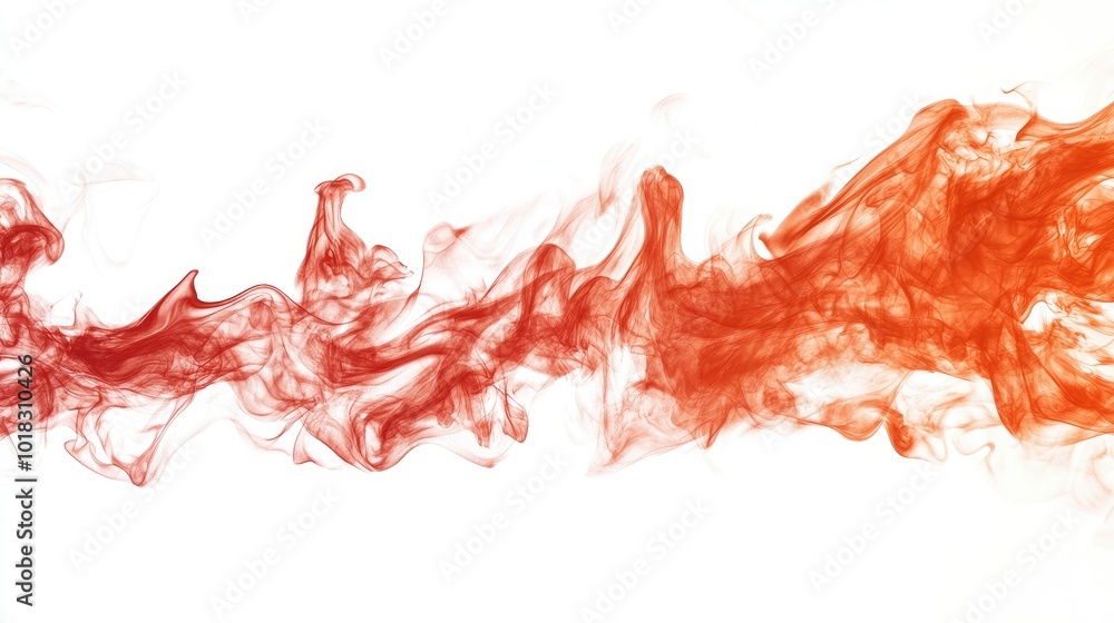 Wild red fire flames isolated on a clean white background, flickering dynamically and creating sharp contrasts