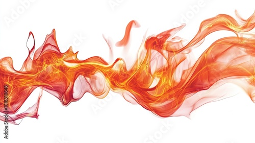 Wild red flames isolated against a bright white background, creating a dynamic and intense fiery display